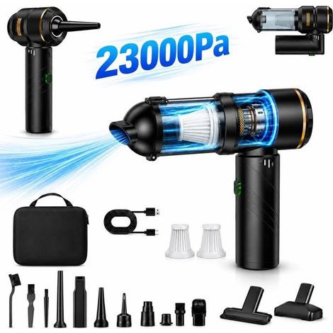 Aspirateur Voiture 23000Pa, Aspirateur à Main Sans Fil 4 en 1, Moteur Brushless, Souffleur et Gonfleur, 16 Accessoires, USB-C (1/5)