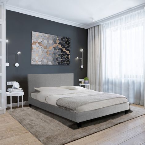 Bett DUBLIN 160x200 cm + 1 Bettkasten / Hellgrau/ 210x165x76 cm (1/4)