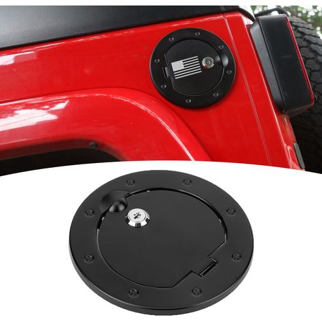 Schwarzer Tankdeckel aus Aluminiumlegierung mit Flaggenmotiv, passend für Jeep Wrangler JK 2007-2017 (1/5)