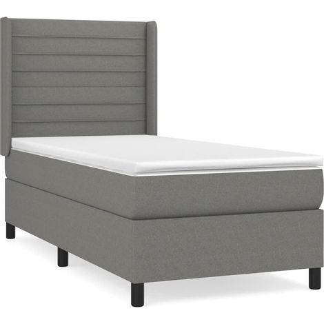 Maison Exclusive - Cama box spring con colchón tela gris oscuro 8 (1/5)