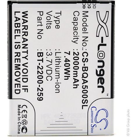 NX - Batterie téléphone, smartphone, GSM pour BQ 3.7V 2000mAh - B22BT-2200-259BT220025 (1/3)