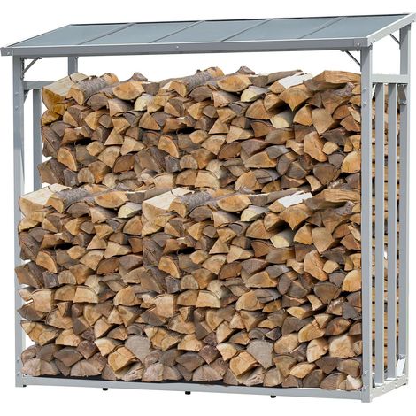 ALUMINIUM Kaminholzregal XXL 185 x 70 x 185 cm Garten Kaminholzunterstand 2,3 m³ Kaminholzlager Stapelhilfe Aussen (1/5)