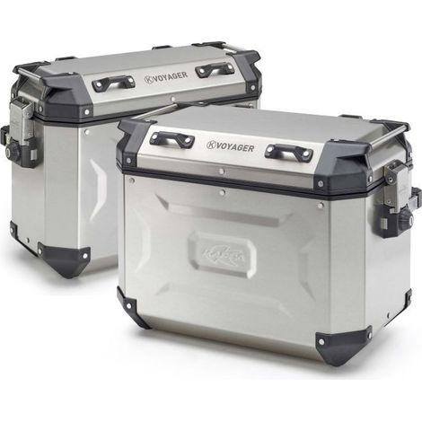 Valise latérale Kappa 2025/05 37 L droite et 48 L gauche Monokey Cam KVG48A KVG37A K'Voyager, aluminium, couleur argent