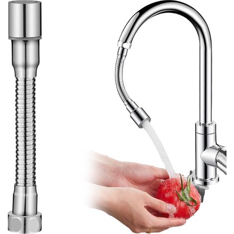 Rallonge Robinet Cuisine Rotation,360 ° Prolongateur Robinet Réglage de La Sortie D'eau,Acier Inoxydable Extension Robinet Cuisine au Balcon de L'hôtel de Toilette (1/5)