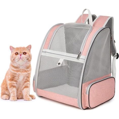(Pinker) Haustierrucksack – Tragetasche für Hunde und Katzen – Atmungsaktiv und faltbar – Pink (1/5)