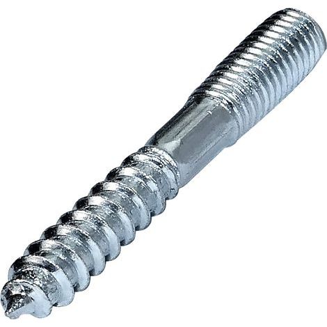 20er-Packung – Doppelgewindeschrauben, mit oder ohne Dübel, Ø 8 x 60 mm, verzinkter Stahl, Farbe C44779, für Holz und Metall, silber (1/5)