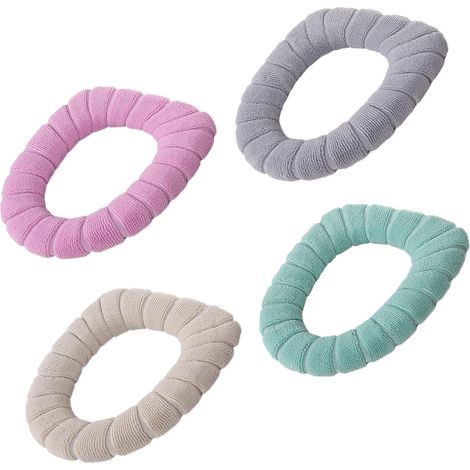 Juego de 4 fundas lavables de felpa para asiento de inodoro, suaves y cálidas, lavables. (1/4)