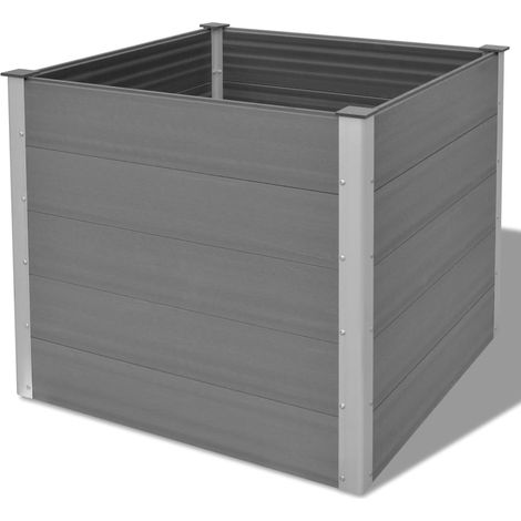 Fioriera rialzata per piante e fiori giardino WPC 100 x 100 x 91 cm grigio 020001236
