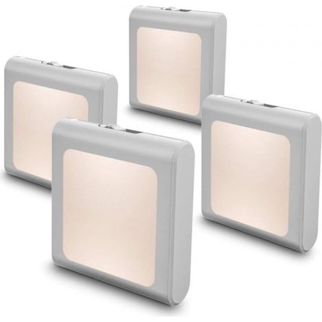 Lot de 4 veilleuses LED à prise - Capteur jour/nuit - Lumière chaude à intensité variable - Pour chambre de bébé et enfant (1/5)