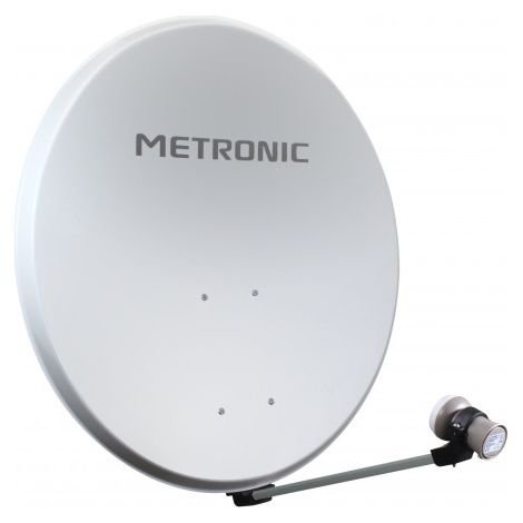 Antenne parabolique acier 80 cm – LNB universel – Réception satellite numérique – Couleur blanche – Metronic