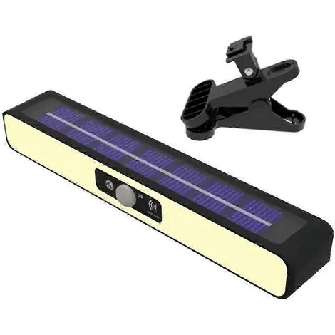 Lampe solaire de clôture, lampe extérieure étanche à détecteur de mouvement avec pince, lampe de sécurité portable à énergie solaire pour jardin et cour, lumière chaude (1/5)