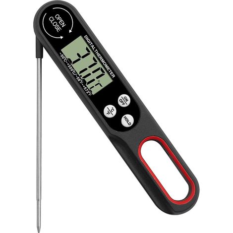 Digital meat thermometer, kitchen probe, 1 digital temperature sensor for oven (black). (1/4)