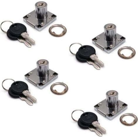 [JAMAIS UTILISÉ] Lot de 4 serrures de placard et tiroir avec 2 clés, cylindre de serrure de meuble, serrure à came en alliage de zinc pour porte, armoire, tiroir, boîte aux lettres (22 mm)-- (1/4)
