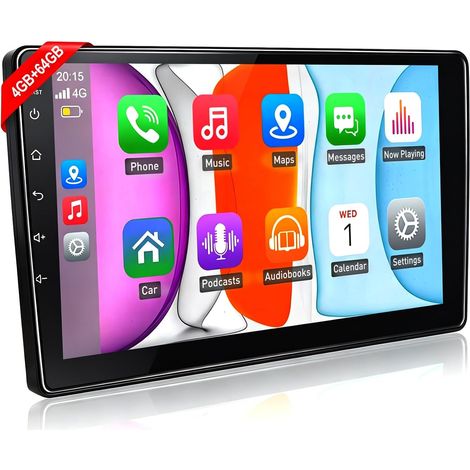 Autoradio 2 DIN 10,1 Pouces avec 15, 4+64 Go, IPS 1280×720, filaire/sans fil, GPS, FM/RDS, caméra AHD non incluse (1/5)