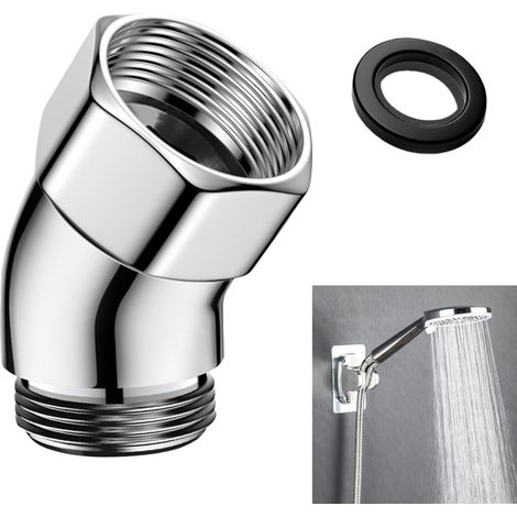 135°-Duschadapter, Winkelstück für Duschkopf, Regenduschanschluss, Duschkopfanschluss, Anschlussstück mit Dichtungsring, Schlauchverlängerung, Armatur