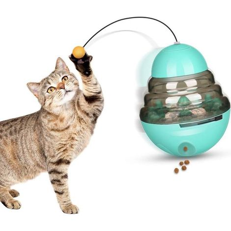 Balle of Food for Cat, Ball of Food for Cat with Wand Teaser Interactif Distribution of Food for Small Dogs and Cats, exercise Intelligence improves The QI- (1/4)