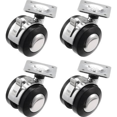 Set di 4  rotelle  - tutte le ruote possono essere bloccate - scorrimento silenzioso - rotelle per vetrine nere - adatte all'installazione di vetrine in vetro