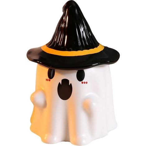Tasse à café en céramique - Motif fantôme d'Halloween - 480 ml - Avec couvercle - Chapeau de sorcière - Décoration fantôme d'Halloween (1/4)