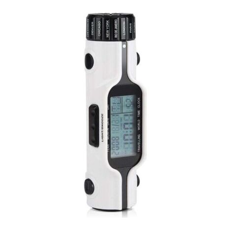 Lampe Torche LED Voyage Numérique Affichage Heures Multi Zones Horaires Thermomètre Écran Rétroéclairé (1/4)