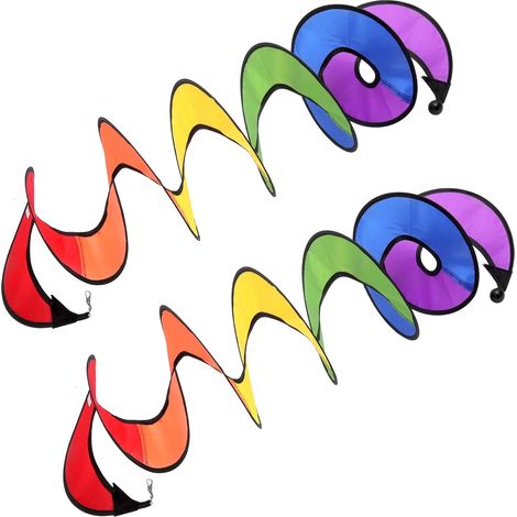 2PCS Girouettes Spirales Colorées, UV/Intempéries, Moulin Vent Jardin/Balcon/Camping, Cadeau