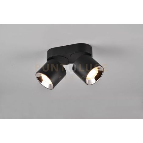 GUAYANA BARRA 2 SPOTS ORIENTABILI ANCHE DA INCASSO METALLO NERO L. 18CM ATTACCO GU10