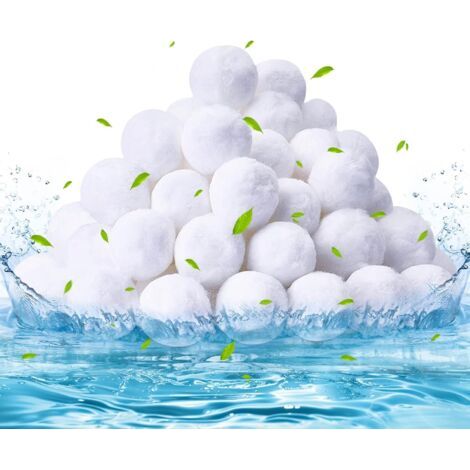 Balle filtrante Piscine 500g, remplace 28 kg de Sable filtrant, Boules filtrantes réutilisables, Boules filtrantes pour piscines, Aquariums, Convient à Divers Systèmes de Filtration, Blanc (1/5)