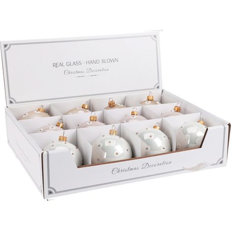 Palline per albero di Natale, in Vetro, con puntini glitter decorazioni natalizie -6 palline da 10 cm (1/2)