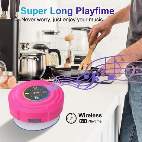 Enceinte Bluetooth portable pour la douche avec lumière LED et ventouse, enceinte sans fil étanche pour la salle de bain, l'extérieur, le sport et le vélo (1/5)