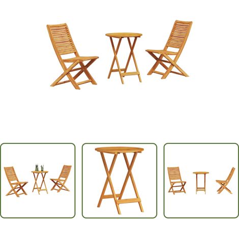 Bois d'acacia - Ensemble bistro pliant 3 pcs Marron Bois d'Acacia Massif (1/5)