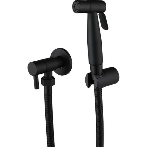 Kit de rociador de bidé de acero inoxidable para inodoro (negro) (1/5)