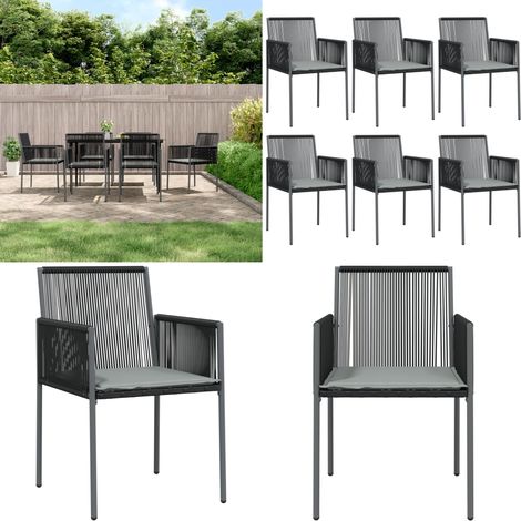 Gartenstühle mit Kissen 6 Stk. Schwarz 54x60,5x83,5 cm - Gartenstühle - Outdoor Möbel - Balkonmöbel - Terrassentisch - Lounge Set - Home & Living (1/5)