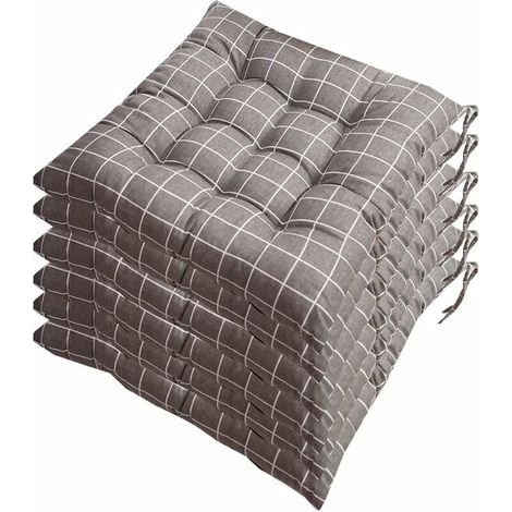 6er Set Stuhlkissen 40x40, Dekokissen Stuhlkissen Gartenkissen 12 Maschen in einem unterschiedlichen Muster, Polyester (A) (1/3)