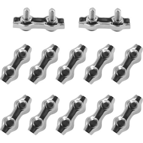 Lot de 12 serre-câbles duplex M5 en acier inoxydable 304 pour câble métallique de 5 mm, jardin, câble, terrasse.