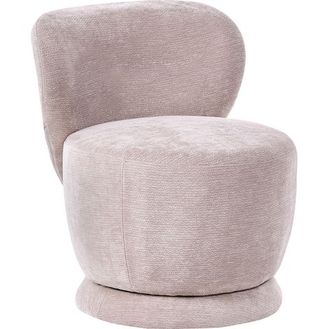 Sillón moderno con base giratoria redonda tapizado de chenilla beige Blomma (1/5)