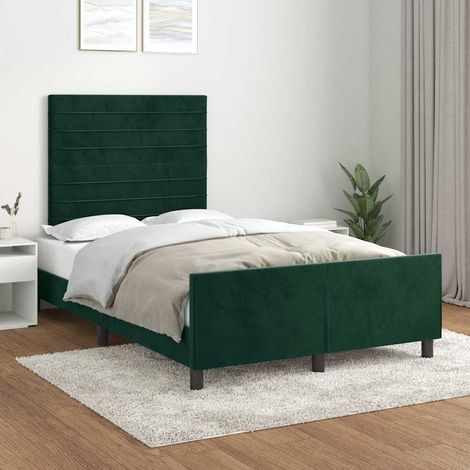 Cadre de lit avec tête de lit en velours vert foncé 120 x 190 cm sans matelas, 33.1kg - PANGIVO (1/5)