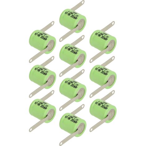 vhbw 10x NiMH pile bouton de remplacement pour type 1/3AA 300mAh 1,2V convient pour les batteries de modélisme etc. (1/4)
