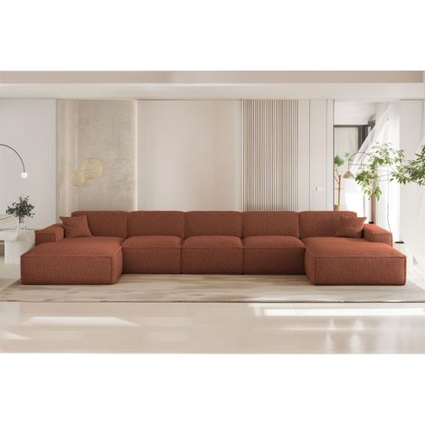 Wohnlandschaft Sofa U-Form CELES PREMIUM XL in Stoff Sven Rostbraun (1/3)