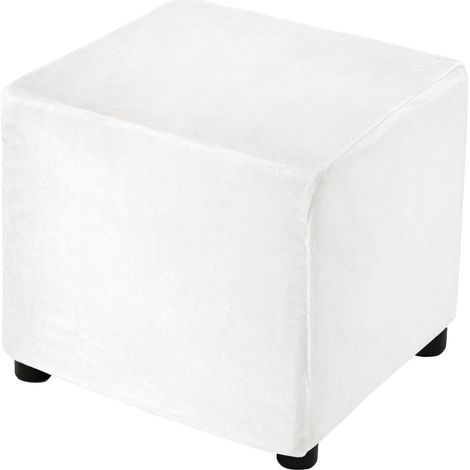 Housse De Pouf Extensible Carré Blanc Casse (1/5)