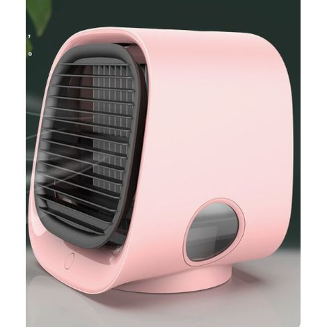 Rafraîchisseur d'air évaporatif portable Vital Breeze, fonctionnement silencieux (40 dB), 3 vitesses de ventilation, filtre lavable, veilleuse à couleurs changeantes pour la chambre, rose
