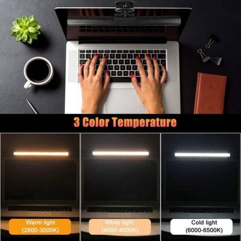 Lampe LED USB pour écran d'ordinateur, 10 luminosités, 3 températures (1/4)