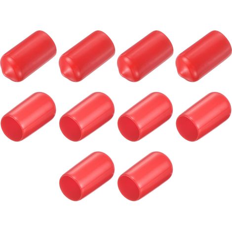 10pcs Embouts en Caoutchouc, 11.5 mm ID Vis Filetage Protecteur en PVC Embouts de Protection Flexible pour Tube Métallique, Câbles, Fils, Tige, Écrou et Cache Boulon, Rouge (1/4)