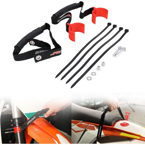 Sangle Moto Sangle Secours Dirt Bike Avant Arrière Universelle Orange Corde de Remorquage, Position Avant et Arrière, Usage Dirt Pit Bike Motocross Enduro (1/5)