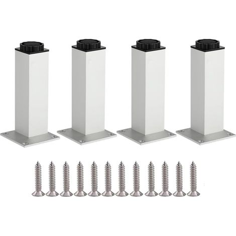 Quattro gambe per mobili in lega di alluminio, 20 cm, altezza regolabile da 0 a 15 mm, gambe in metallo per tavoli, divani, sedie, armadi, - Argento (1/4)