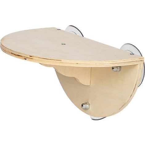2-in-1 kabellose Katzenhängematte mit 3 Saugnäpfen, hölzerner Wandhalterung für Kätzchen und Kletterstruktur. (1/5)
