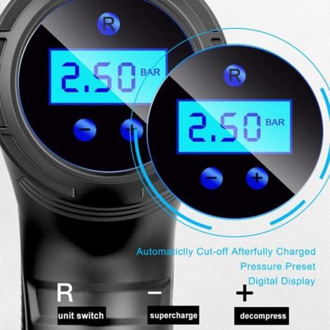 Compresseur d'air automatique - Sans fil - Noir - Gonfleur pour voiture - Usage régulier - Camping (1/4)