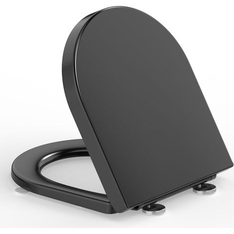 Abattant WC Forme D Duroplast Fermeture douce Compact Noir (1/5)