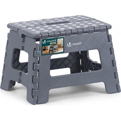 Tabouret Pliant Portable Marchepied Pliable Antidérapant avec Poignée Tabouret Escabeau Compact pour Cuisine Salle de Bain Jardin Camping 32 x 25 x 22 cm Gris (1/5)