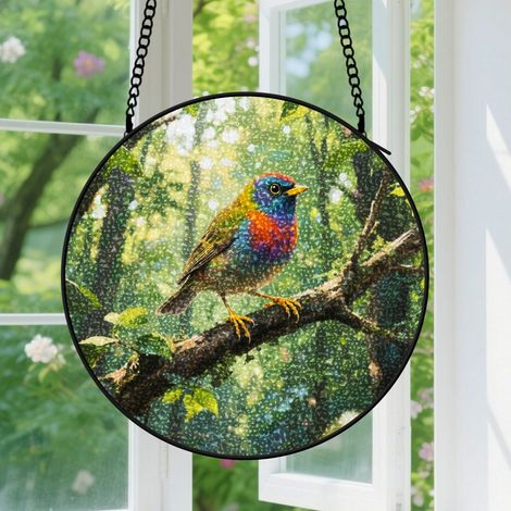 Suspension en vitrail, attrape-soleil élégant minimaliste, décoration fenêtre intérieure, cadeau Fête des Pères, Anniversaire pour homme, femme 12,5 cm (1/5)