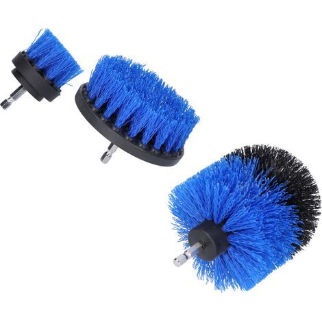 3-teiliges elektrisches Scheuerset mit Bohrmaschinenbürstenaufsatz, Reinigung von blauen Fliesen, Badewannenbodenmatten (1/5)