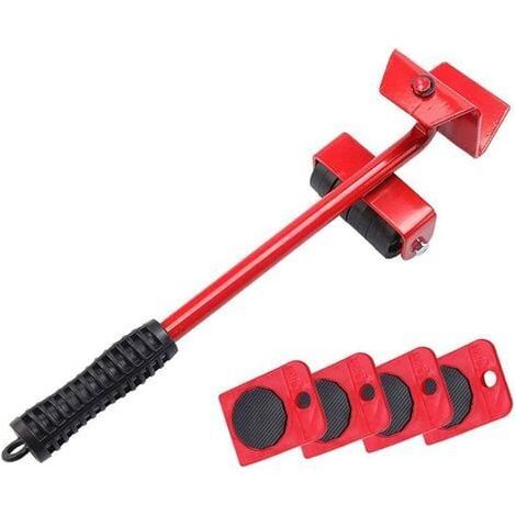 Kit de déménagement de meubles lourds sans effort, roulettes robustes, pour déplacer des meubles lourds, avec 1 barre de levage et 4 roulettes pour soulever et déplacer des meubles. Charge maximale : (1/5)